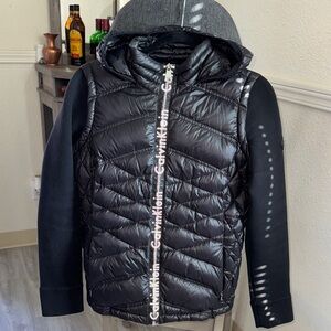 Calvin Klein Black Quilted Jacket with Hood